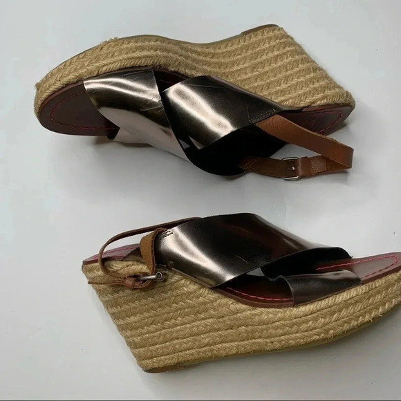Boden Platinum Espadrille Wedge Sandals Size 40 - Picture 3 of 8